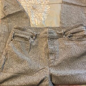 Light blue flowered jeans.